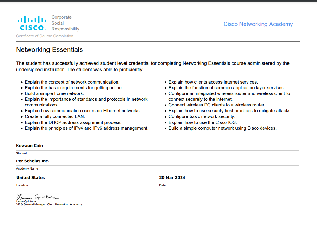 Networking Cert